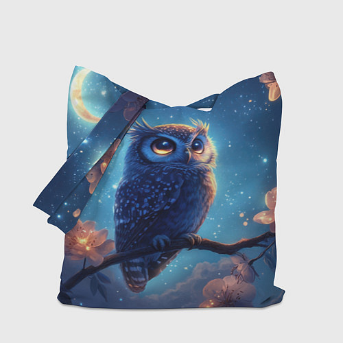 Сумка-шоппер Ночная сова на ветке / 3D-принт – фото 1