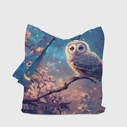 Сумка-шоппер Сова на фоне ночного неба / 3D-принт – фото 1