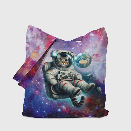 Сумка-шоппер Brave cat in space - ai art / 3D-принт – фото 1
