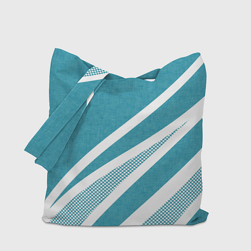 Сумка-шоппер Бело-голубой абстракция с полосами / 3D-принт – фото 1