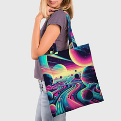 Сумка-шопер Неоновый разноцветный космос, цвет: 3D-принт — фото 2