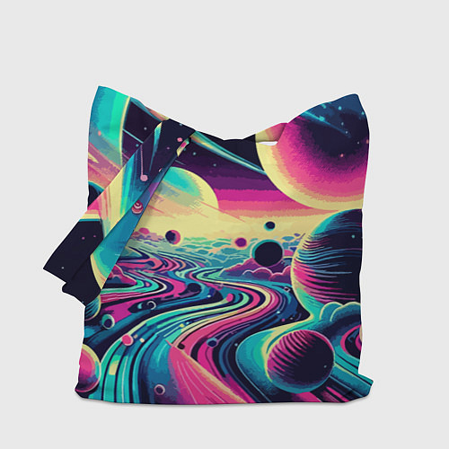 Сумка-шоппер Неоновый разноцветный космос / 3D-принт – фото 1