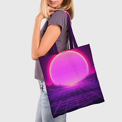 Сумка-шопер Синтвейв ретровейв неоновый узор и солнце, цвет: 3D-принт — фото 2