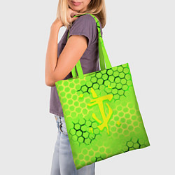 Сумка-шопер Doom кислотные соты лого, цвет: 3D-принт — фото 2