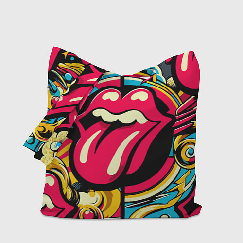 Сумка-шоппер Rolling Stones logo - pop art pattern / 3D-принт – фото 1