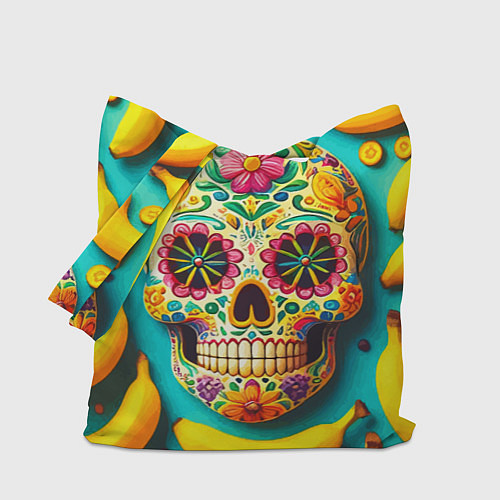 Сумка-шоппер Череп и бананы - летняя композиция / 3D-принт – фото 1