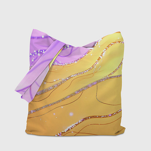 Сумка-шоппер Фиолетово-золотая текстура с блестяшками / 3D-принт – фото 1