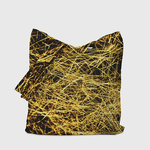 Сумка-шоппер Золотое плетение на черном / 3D-принт – фото 1