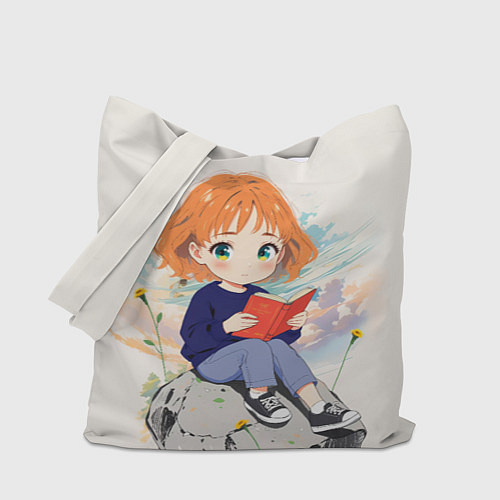 Сумка-шоппер Аниме девушка и книга / 3D-принт – фото 1