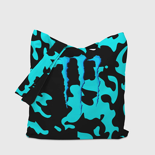 Сумка-шоппер Monster energy камуфляж голубой / 3D-принт – фото 1