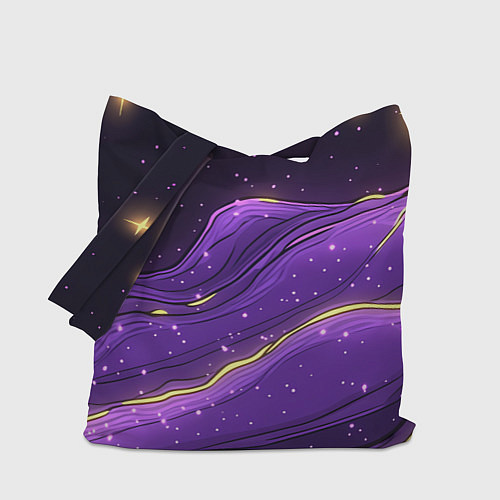 Сумка-шоппер Фиолетовая текстура с золотыми звездочками / 3D-принт – фото 1