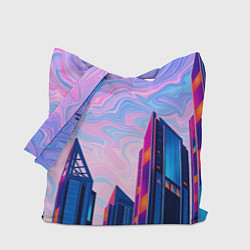 Сумка-шопер Абстракция с небоскребами, цвет: 3D-принт