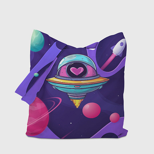 Сумка-шоппер Летающая тарелка с сердцем / 3D-принт – фото 1