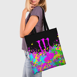 Сумка-шопер Monster energy краски неоновые, цвет: 3D-принт — фото 2