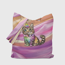 Сумка-шопер Котенок в костюме единорога, цвет: 3D-принт
