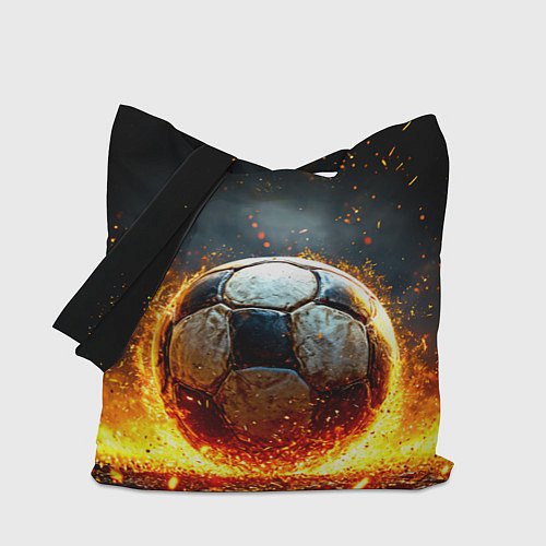 Сумка-шоппер Футбольный мяч в красном пламени / 3D-принт – фото 1