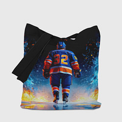 Сумка-шопер Хоккеист в синем пламени, цвет: 3D-принт