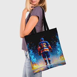 Сумка-шопер Хоккеист в синем пламени, цвет: 3D-принт — фото 2