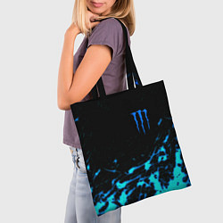Сумка-шопер Monster energy голубые краски, цвет: 3D-принт — фото 2