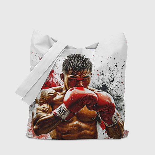 Сумка-шоппер Тайский боксер на белом / 3D-принт – фото 1