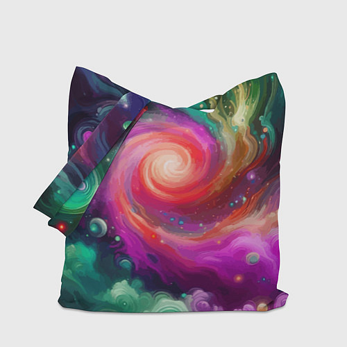 Сумка-шоппер Космическая неоновая фантазия - нейроарт / 3D-принт – фото 1