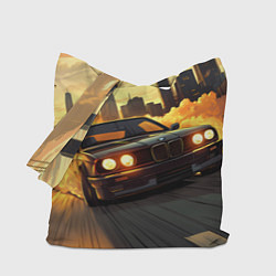 Сумка-шопер БМВ на фоне заката, цвет: 3D-принт