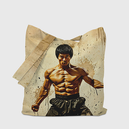 Сумка-шоппер Брюс Ли на бежевом / 3D-принт – фото 1