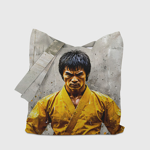 Сумка-шоппер Брюс Ли на сером / 3D-принт – фото 1