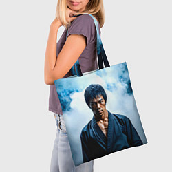 Сумка-шопер Брюс Ли в дыму, цвет: 3D-принт — фото 2