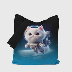 Сумка-шопер Милый белый котёнок космонавт, цвет: 3D-принт