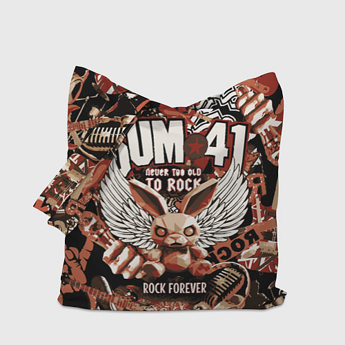 Сумка-шоппер Sum 41 на фоне кролика и гитар / 3D-принт – фото 1