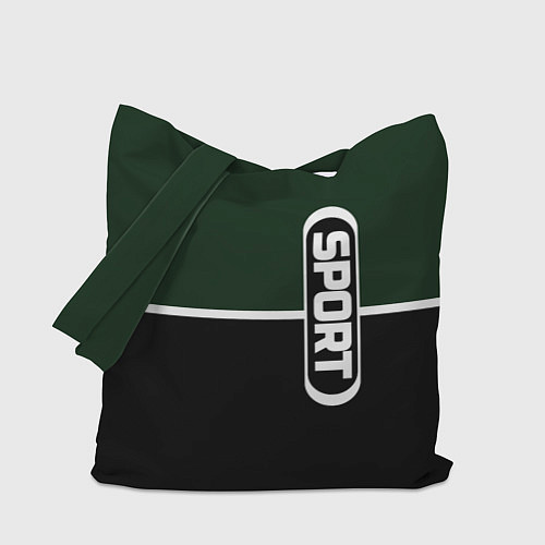Сумка-шоппер Sport зелёно-чёрный с полосой / 3D-принт – фото 1