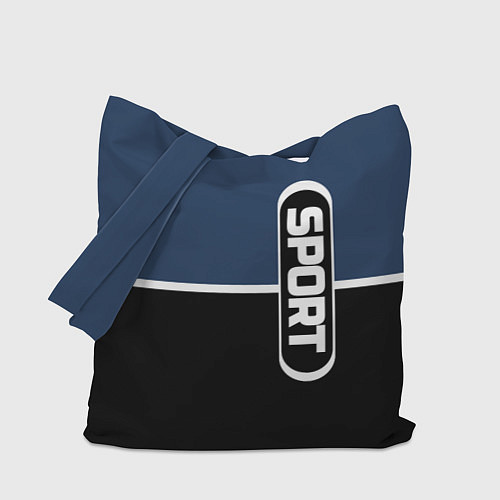 Сумка-шоппер Sport сине-чёрный с полосой / 3D-принт – фото 1
