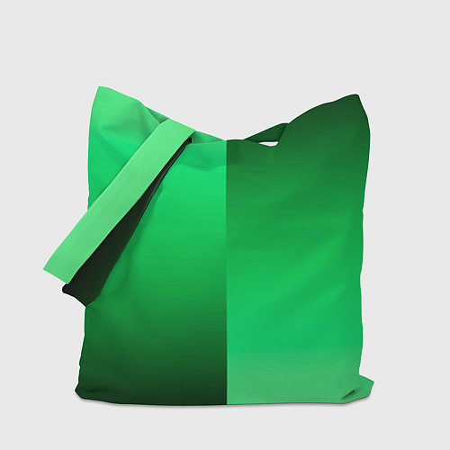 Сумка-шоппер Чёрно-зелёный градиент пополам / 3D-принт – фото 1
