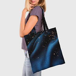 Сумка-шопер Синяя волнистая текстура на черном, цвет: 3D-принт — фото 2