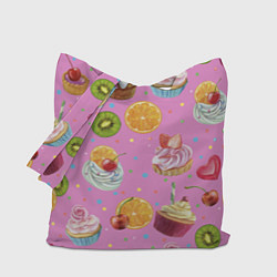 Сумка-шопер Сладкие пирожные, цвет: 3D-принт