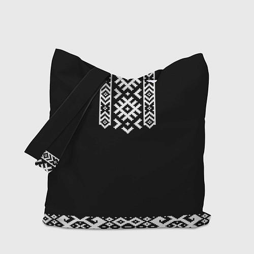 Сумка-шоппер Славянский орнамент и узор на черном - вышиванка р / 3D-принт – фото 1