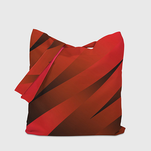 Сумка-шоппер Красно-коричневый абстрактные полосы / 3D-принт – фото 1