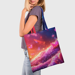 Сумка-шопер Фиолетовые и красные оттенки текстура, цвет: 3D-принт — фото 2