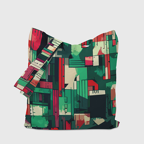 Сумка-шоппер Абстракция красно-зелёный геометричный / 3D-принт – фото 1