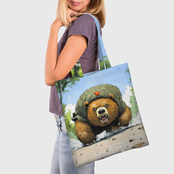 Сумка-шопер Злой медведь со звездой СССР, цвет: 3D-принт — фото 2