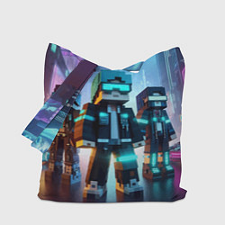 Сумка-шоппер Minecraft - neon metropolis ai art