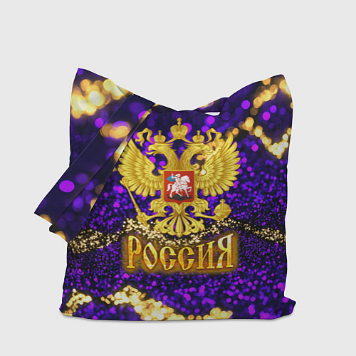 Сумка-шоппер Россия - фиолетовая текстура / 3D-принт – фото 1