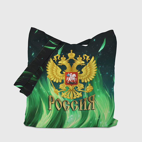 Сумка-шоппер Россия на фоне зеленого огня / 3D-принт – фото 1