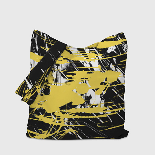 Сумка-шоппер Желтая краска на черном / 3D-принт – фото 1