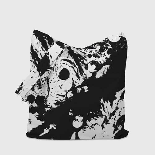 Сумка-шоппер Чёрный с белой абстракцией / 3D-принт – фото 1