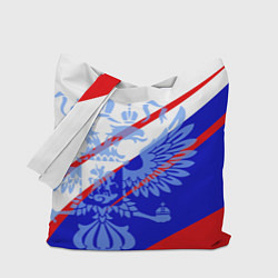 Сумка-шоппер Герб на фоне цветов флага бело-сине-красный
