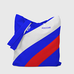 Сумка-шопер Россия с гербом и цветами флага, цвет: 3D-принт