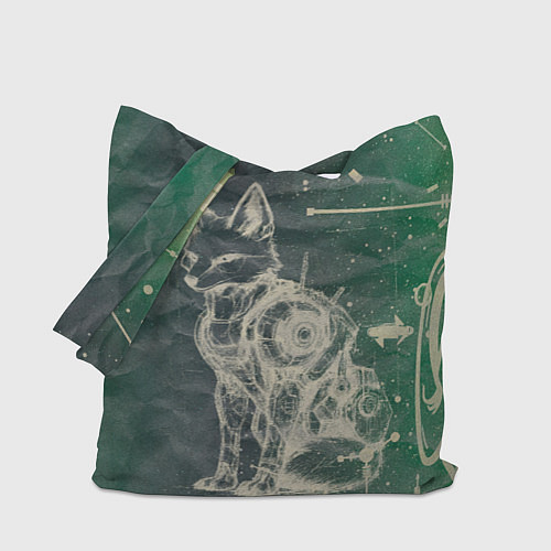 Сумка-шоппер Кибернетический лис в сепии / 3D-принт – фото 1