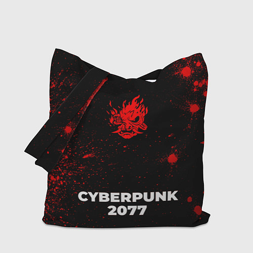 Сумка-шоппер Cyberpunk 2077 - red gradient по-центру / 3D-принт – фото 1